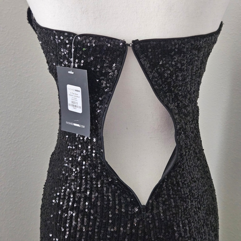 Fashion Nova In The Glow Sequin Jumpsuit Black Gold sz S NWT Fest Party - Picture 13 of 17